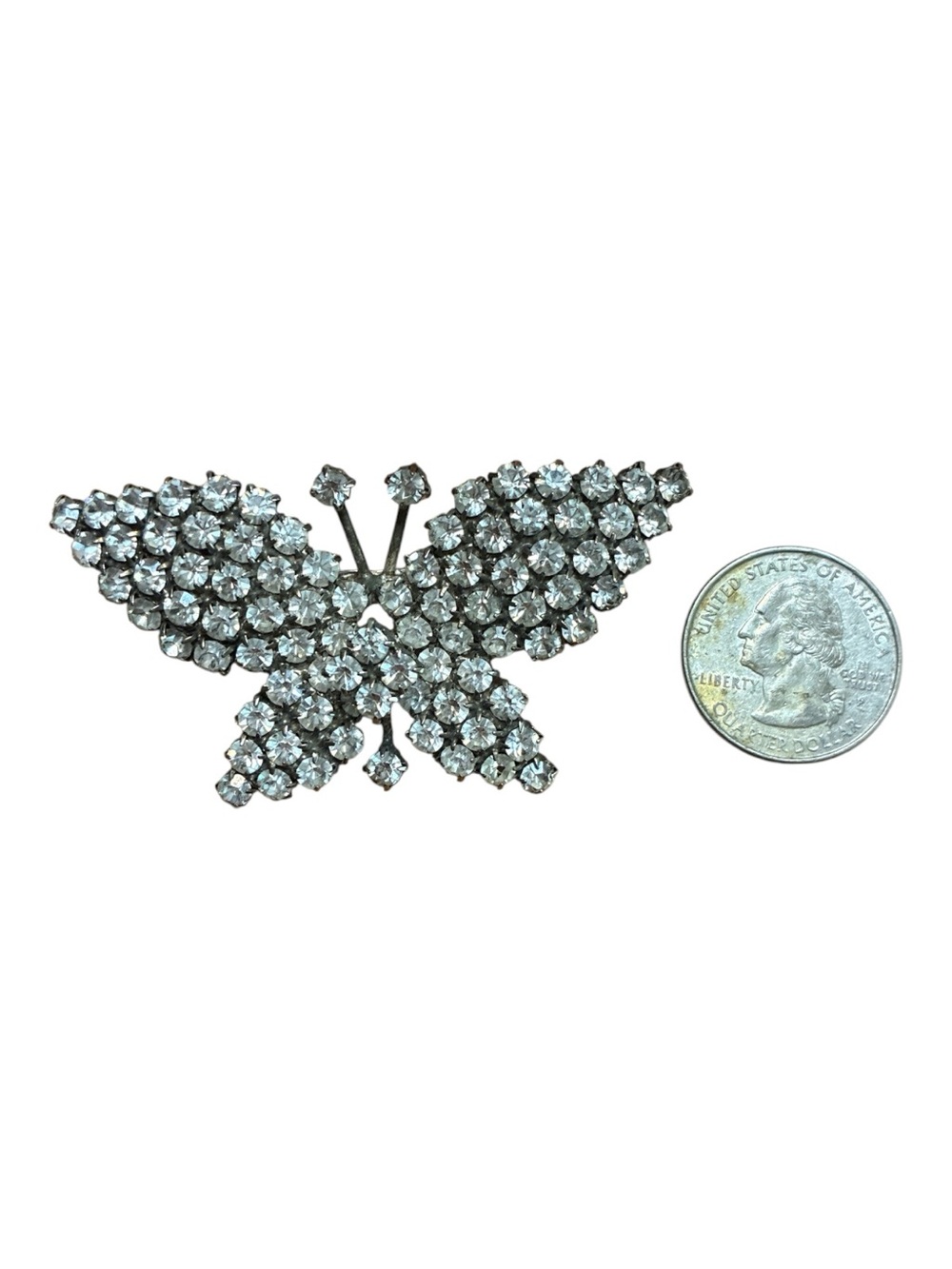 Clear Rhinestone Butterfly Brooch - Picture 5 of 5